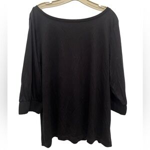 Dialogue Black Boatneck 3/4 Sleeve Top